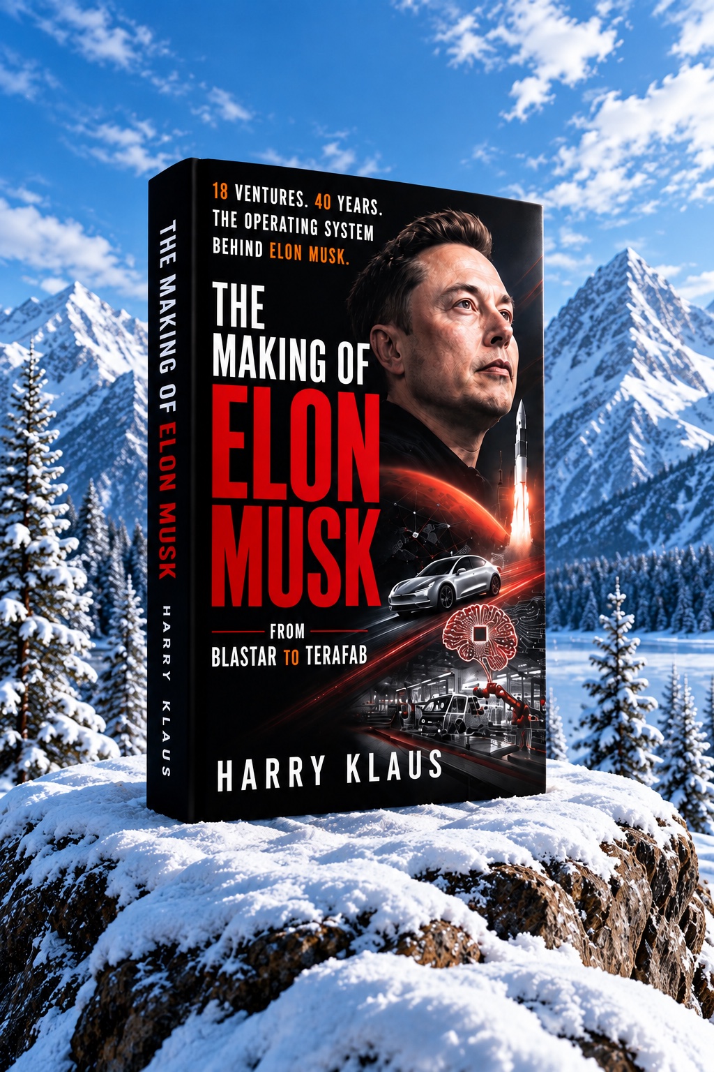 The Making of Elon Musk displayed against snowy mountains